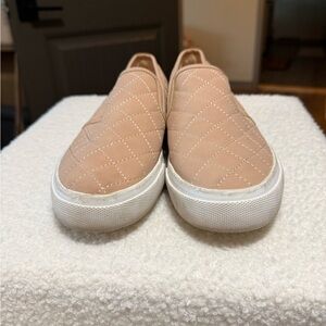 Tan Quilted Slip-On Sneakers